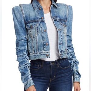 R13 Kelsey Shirred Denim Jacket Size M
